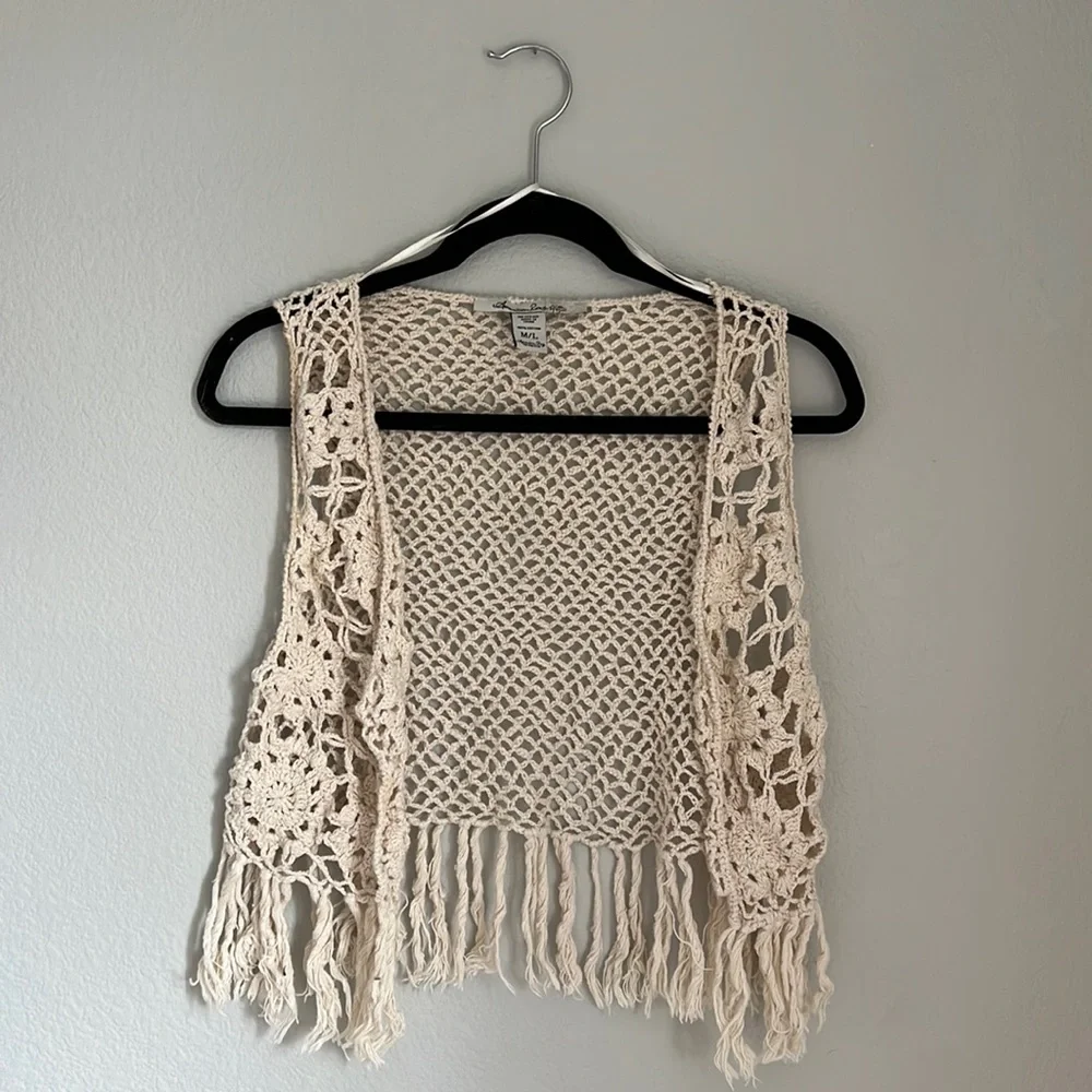 American Rag | Crochet Boho Vest Kimono Cotton Medium / Large